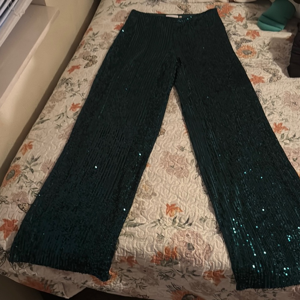 Emerald Green Sequin Women's Pants